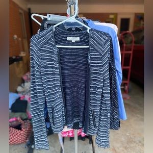 Loft Black and White Patterned Jacket Size XS